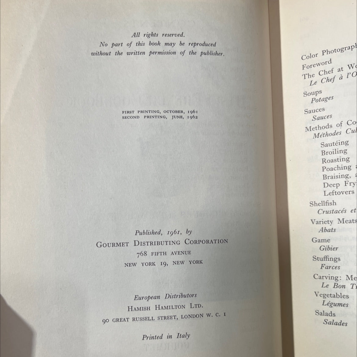 gourmet's basic french cookbook techniques of french cuisine book, by louis diat, 1962 Hardcover image 3