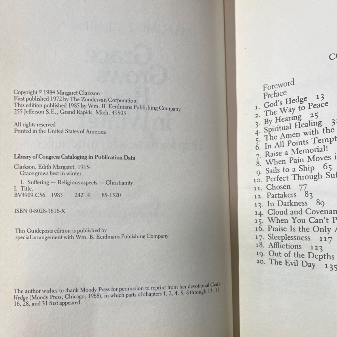 grace grows best in winter book, by Margaret Clarkson, 1985 Hardcover image 3