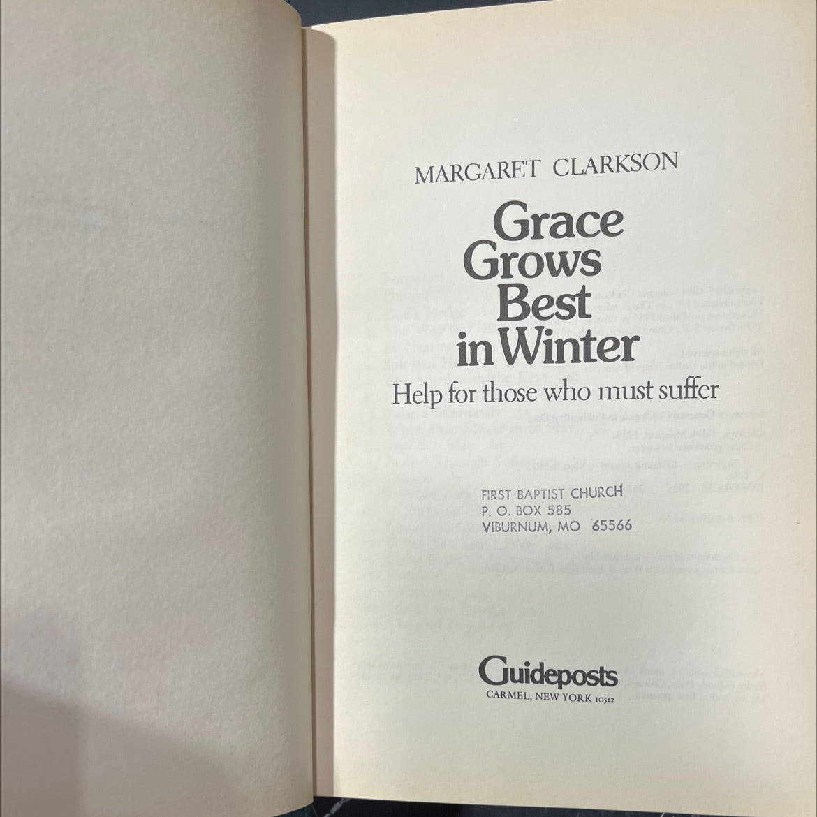 grace grows best in winter book, by Margaret Clarkson, 1985 Hardcover image 2