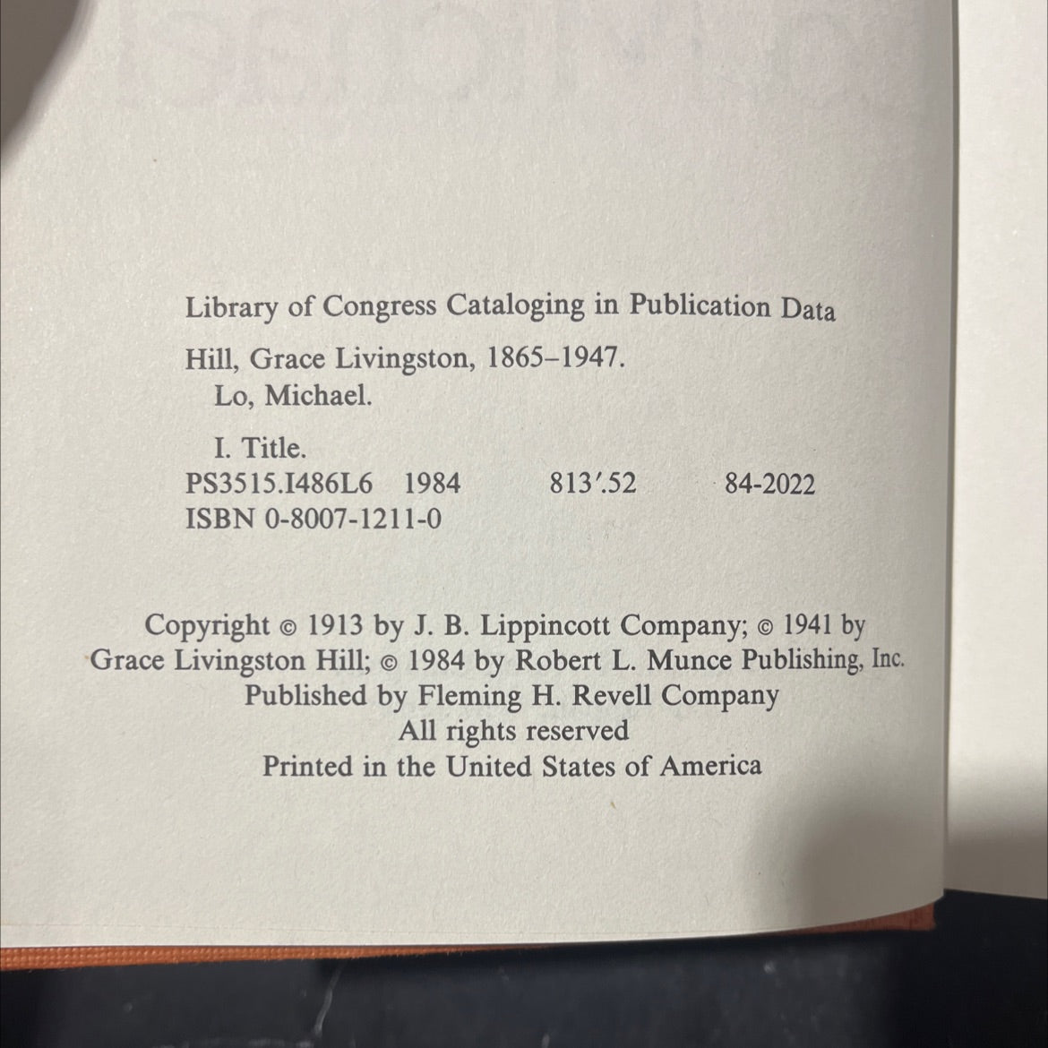 grace livingston hill book, by grace livingston hill, 1984 Hardcover image 3