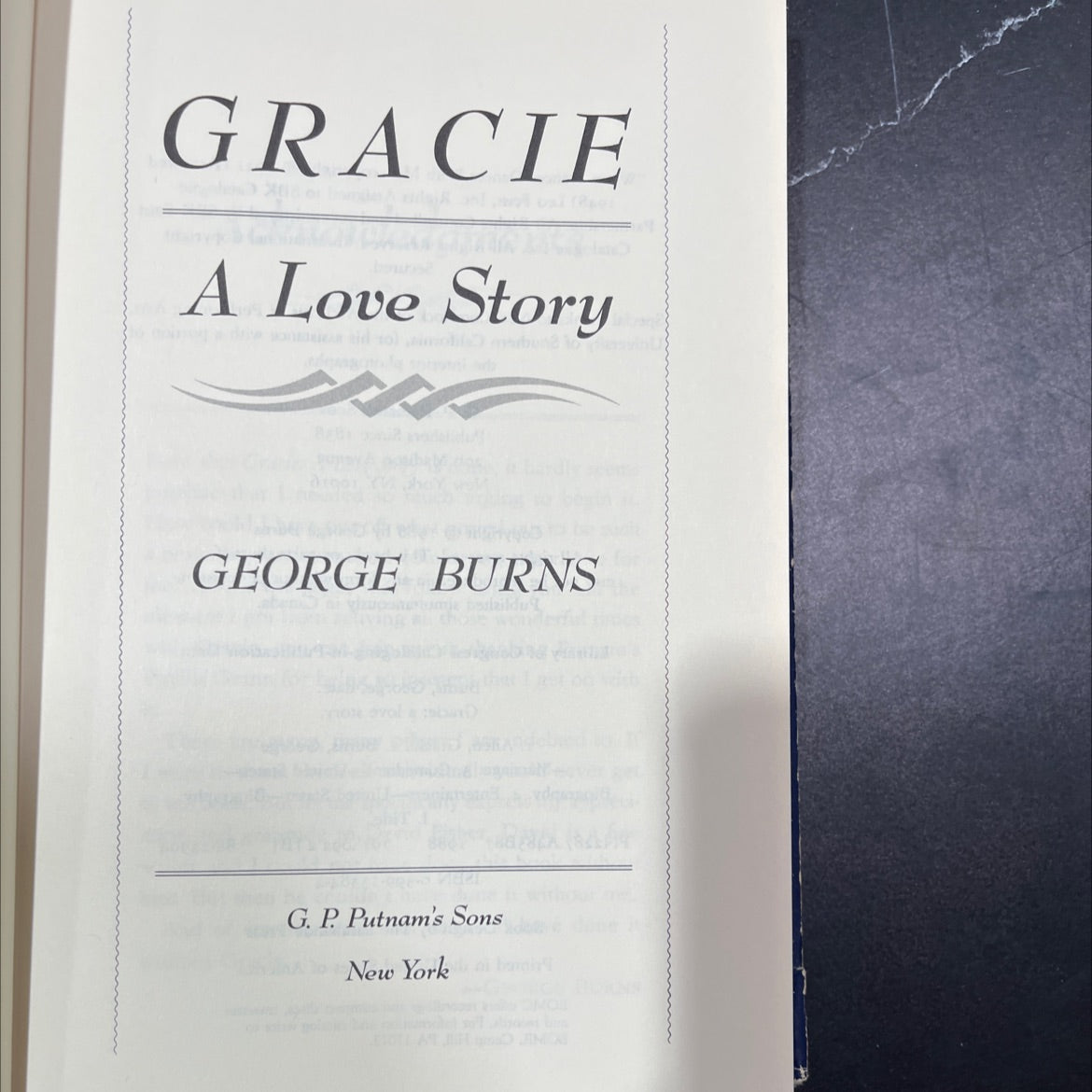gracie a love story book, by george burns, 1988 Hardcover, Vintage image 2