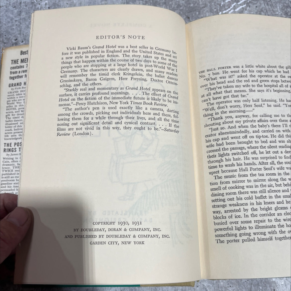 grand hotel book, by Vicki Baum, 1931 Hardcover image 3
