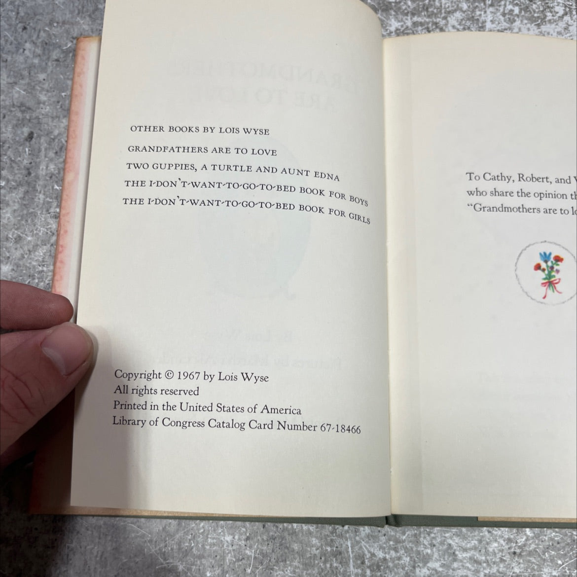 grandmothers are to love book, by Lois Wyse, 1967 Hardcover image 3