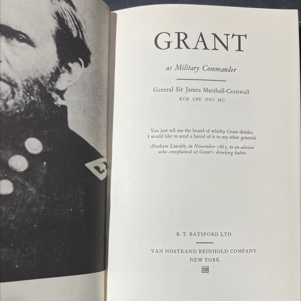 grant as military commander book, by sir james marshall-cornwall, 1970 Hardcover image 2