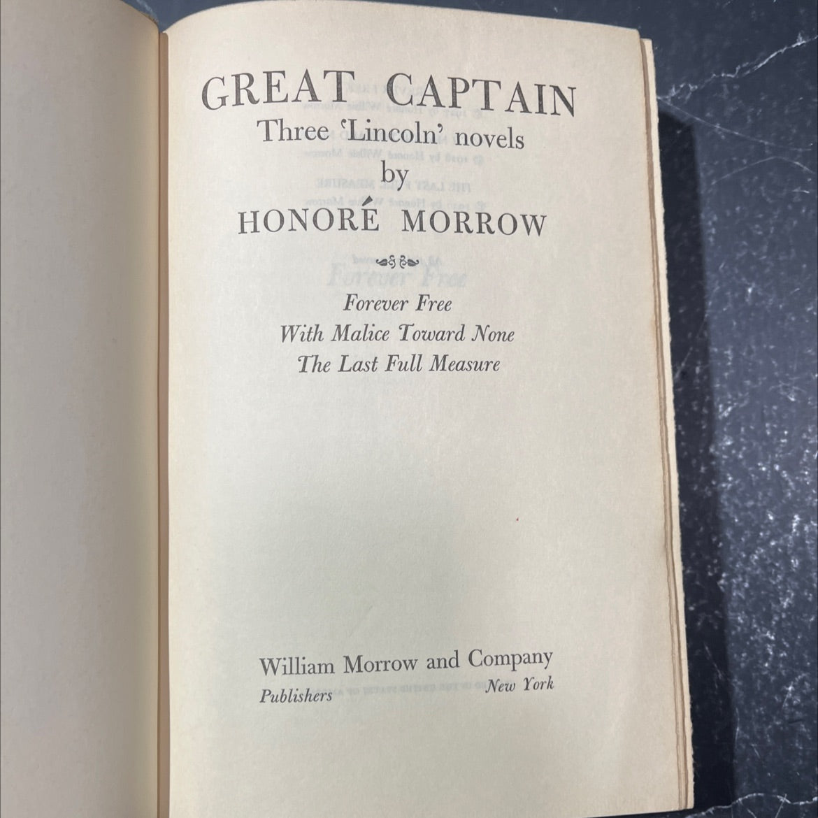 great captain three lincoln novels book, by honoré morrow, 1930 Hardcover image 2
