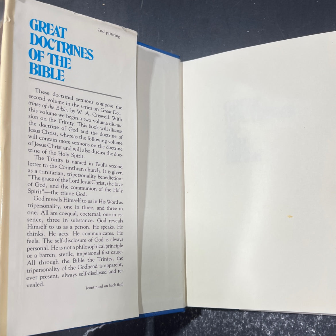 great doctrines of the bible volume 2 theology proper/ christology book, by w.a. criswell, 1982 Hardcover image 4