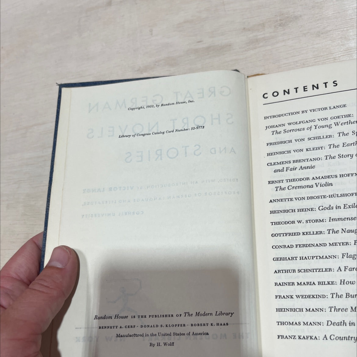 great german short novels and stories book, by victor lange, 1952 Hardcover image 3