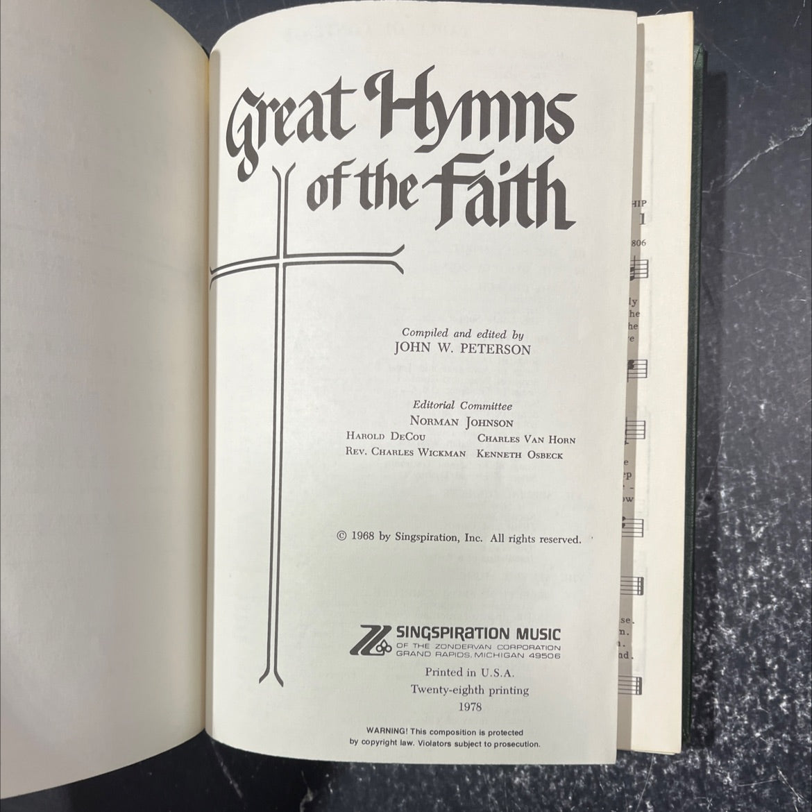 great hymns of the faith book, by john w. peterson, 1978 Hardcover image 2