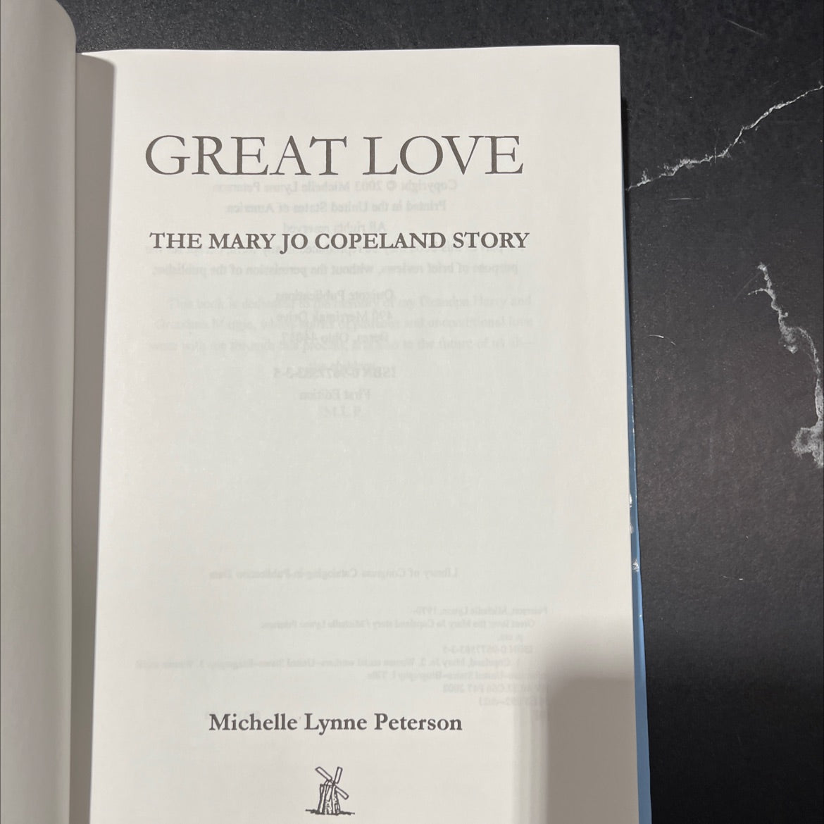 SIGNED great love: the mary jo copeland story book, by michelle lynne peterson, 2003 Hardcover image 2