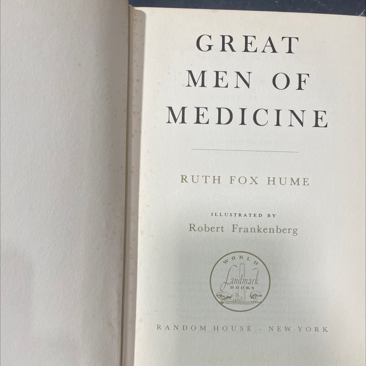 great men of medicine book, by ruth fox hume, 1961 Hardcover image 2