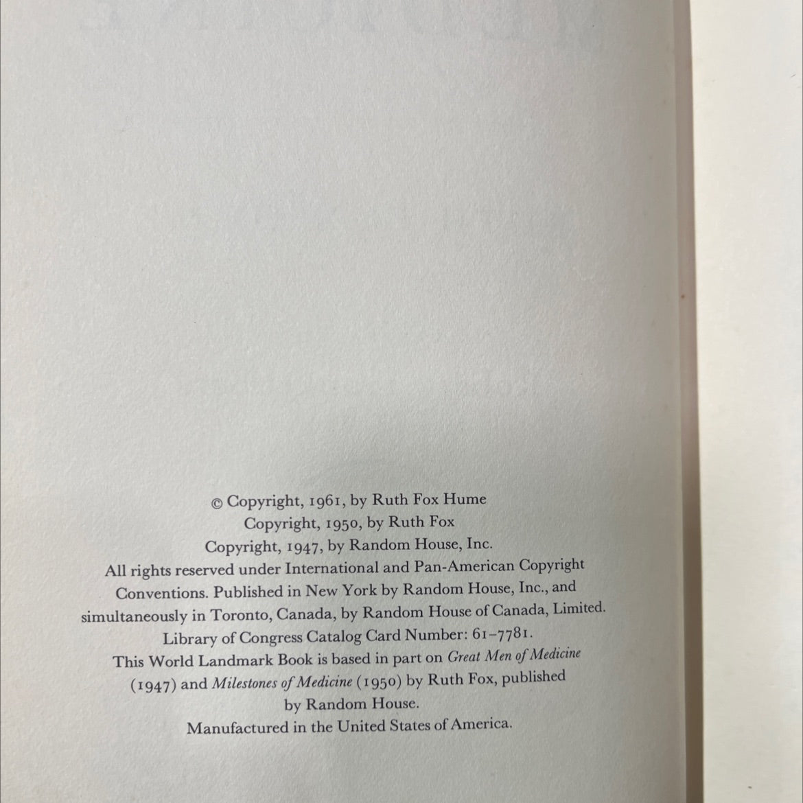 great men of medicine book, by ruth fox hume, 1961 Hardcover image 3