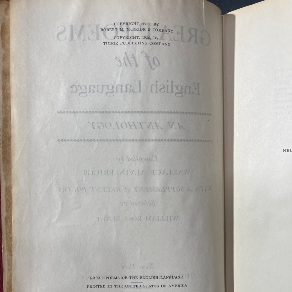 great poems of the english language an anthology book, by luce wallace, alvin briggs, 1936 Hardcover image 3