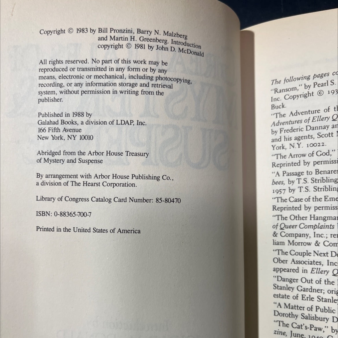 great tales of mystery & suspense book, by bill pronzini, barry n. malzberg, martin h. greenberg, 1988 Hardcover image 3