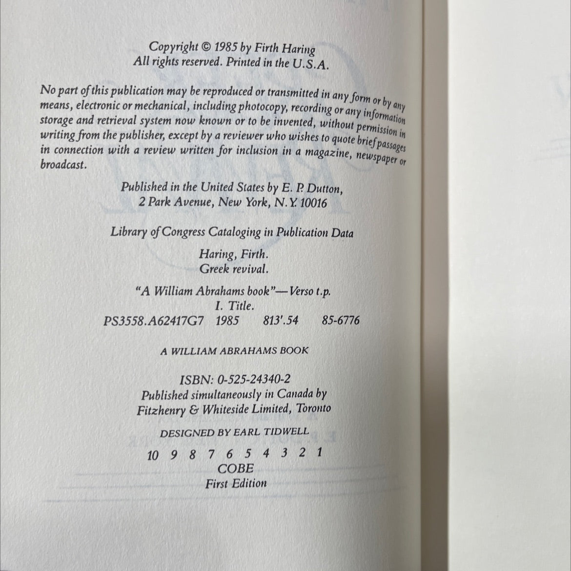 greek revival book, by Firth Haring, 1985 Hardcover image 3