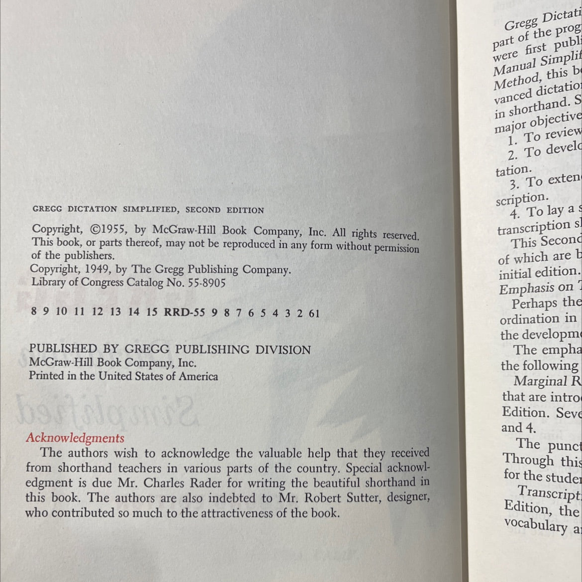 gregg dictation simplified, second edition book, by charles rader, 1955 Hardcover image 3