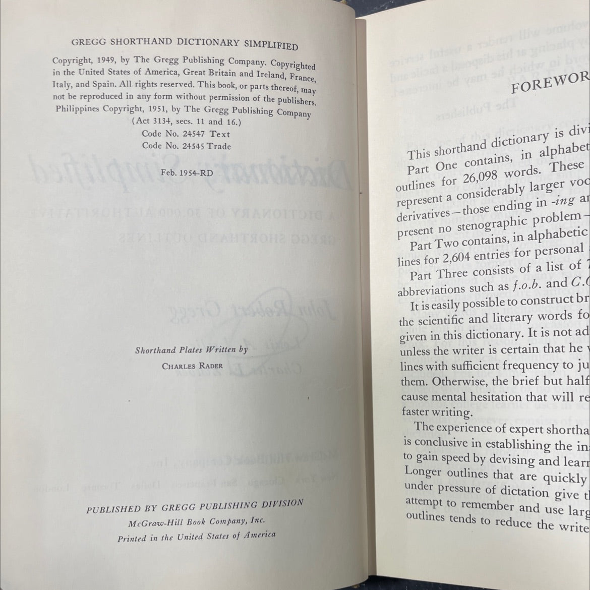 gregg shorthand dictionary simplified book, by john robert gregg, louis a. leslie, charles e. zoubek, 1949 Hardcover image 3