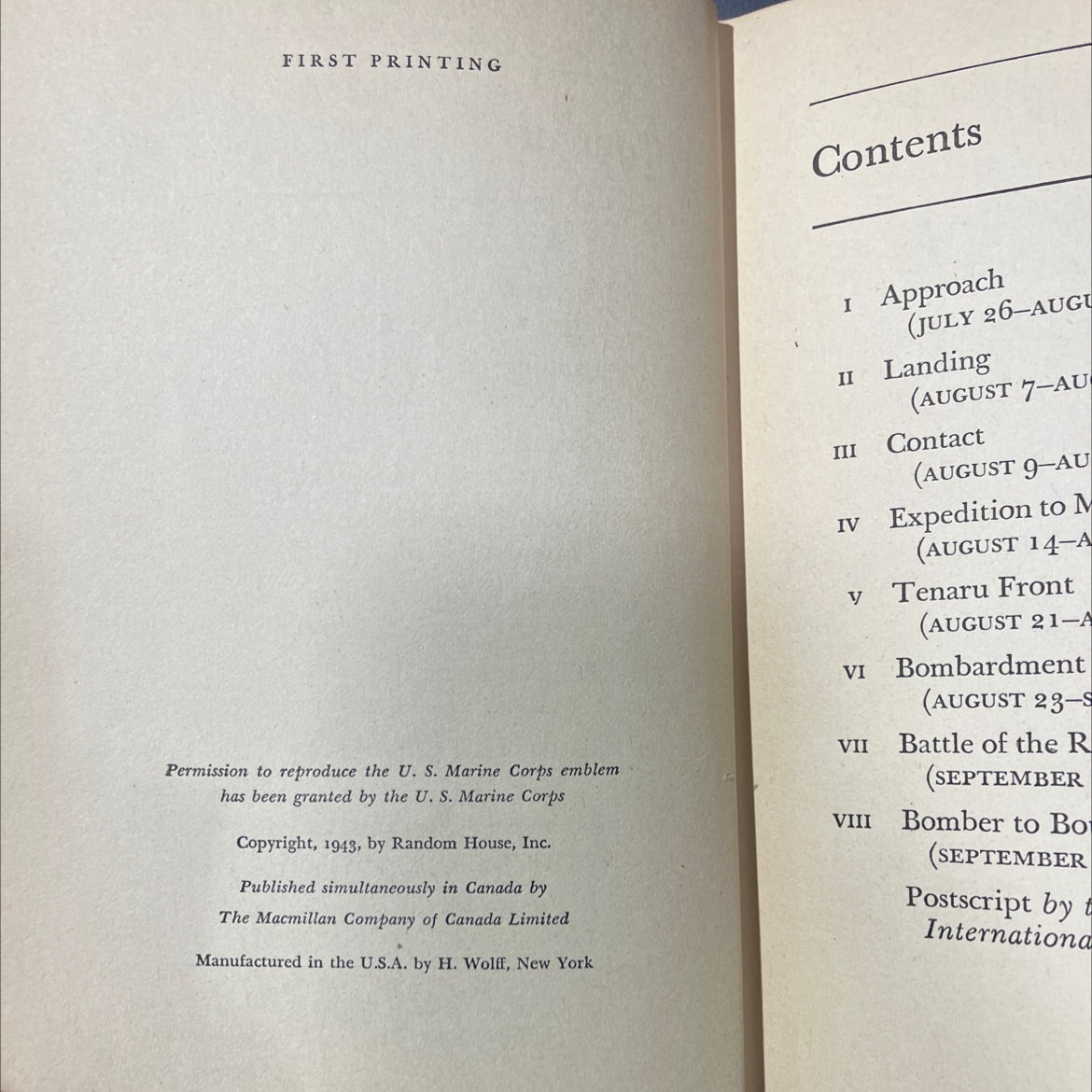 guadalcanal diary book, by richard tregaskis, 1943 Hardcover image 3