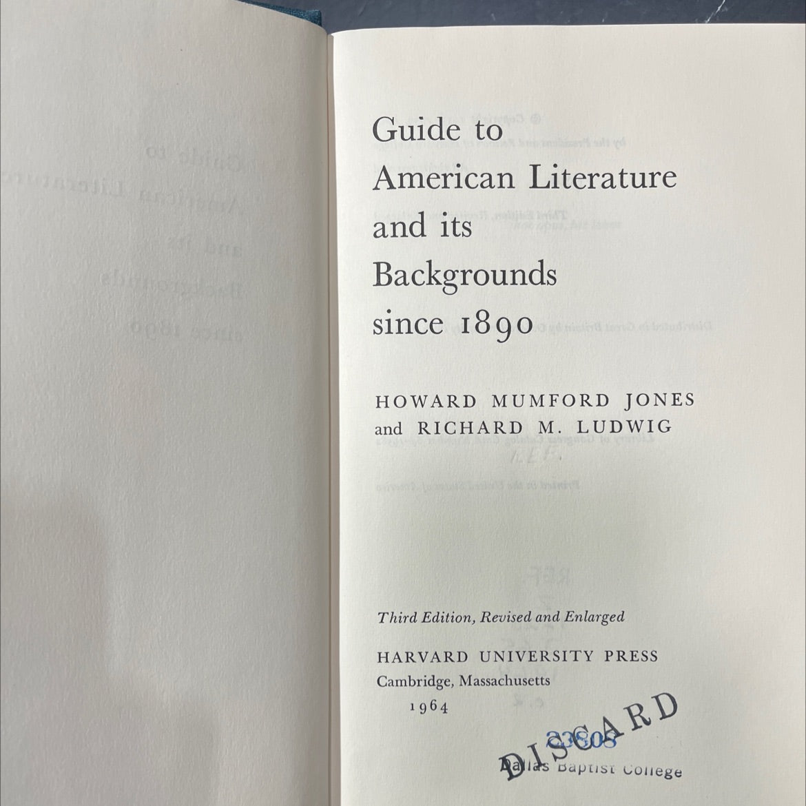 guide to 3 american literature and its backgrounds since 1890 book, by howard mumford jones and richard m. ludwig, 1964 image 2