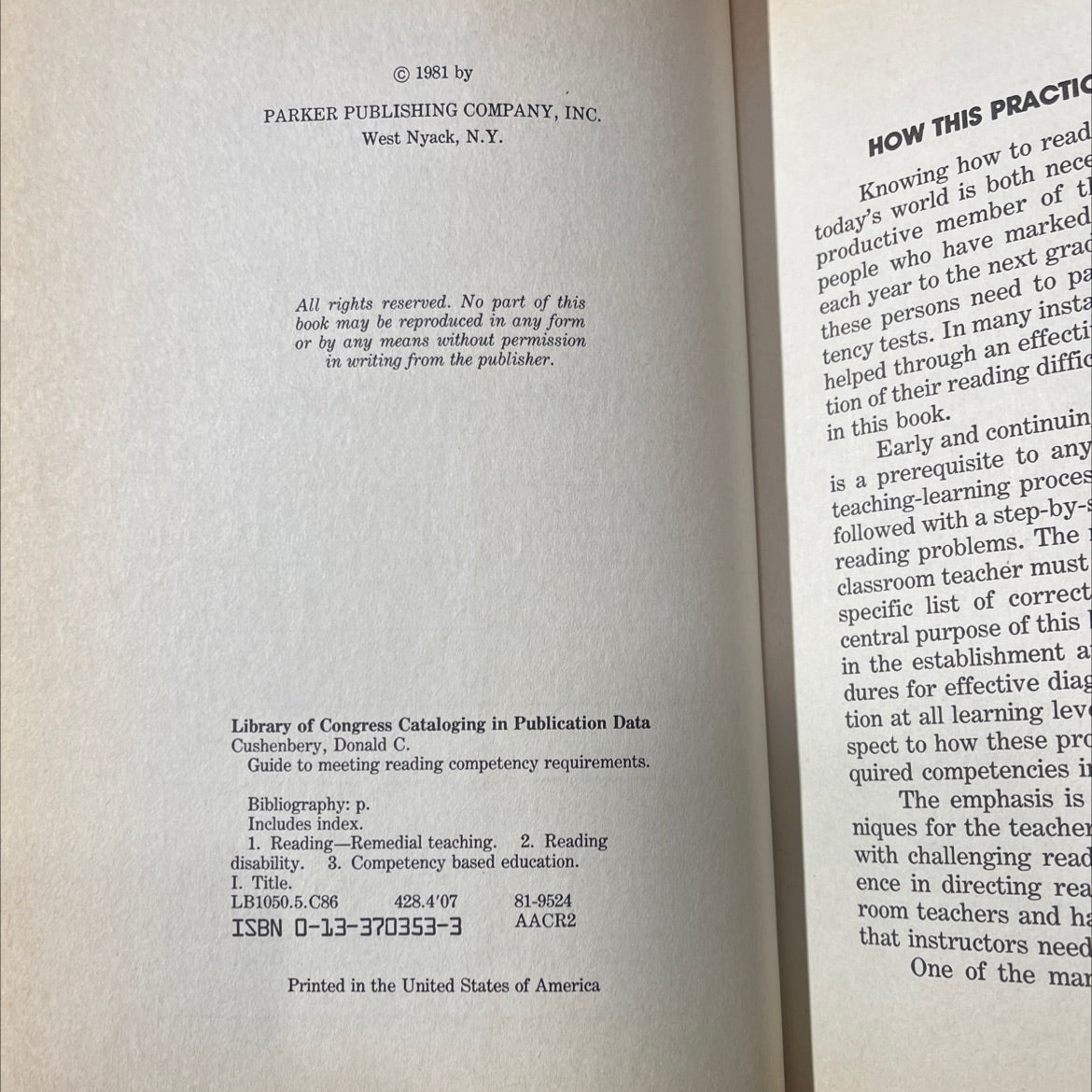guide to meeting reading competency requirements book, by Donald C. Cushenbery, 1981 Hardcover image 3