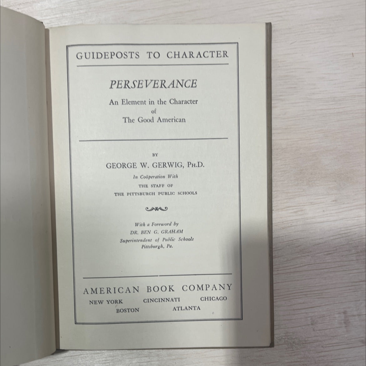SIGNED guideposts to character perseverance an element in the character of the good american book, by george w. gerwig, image 2