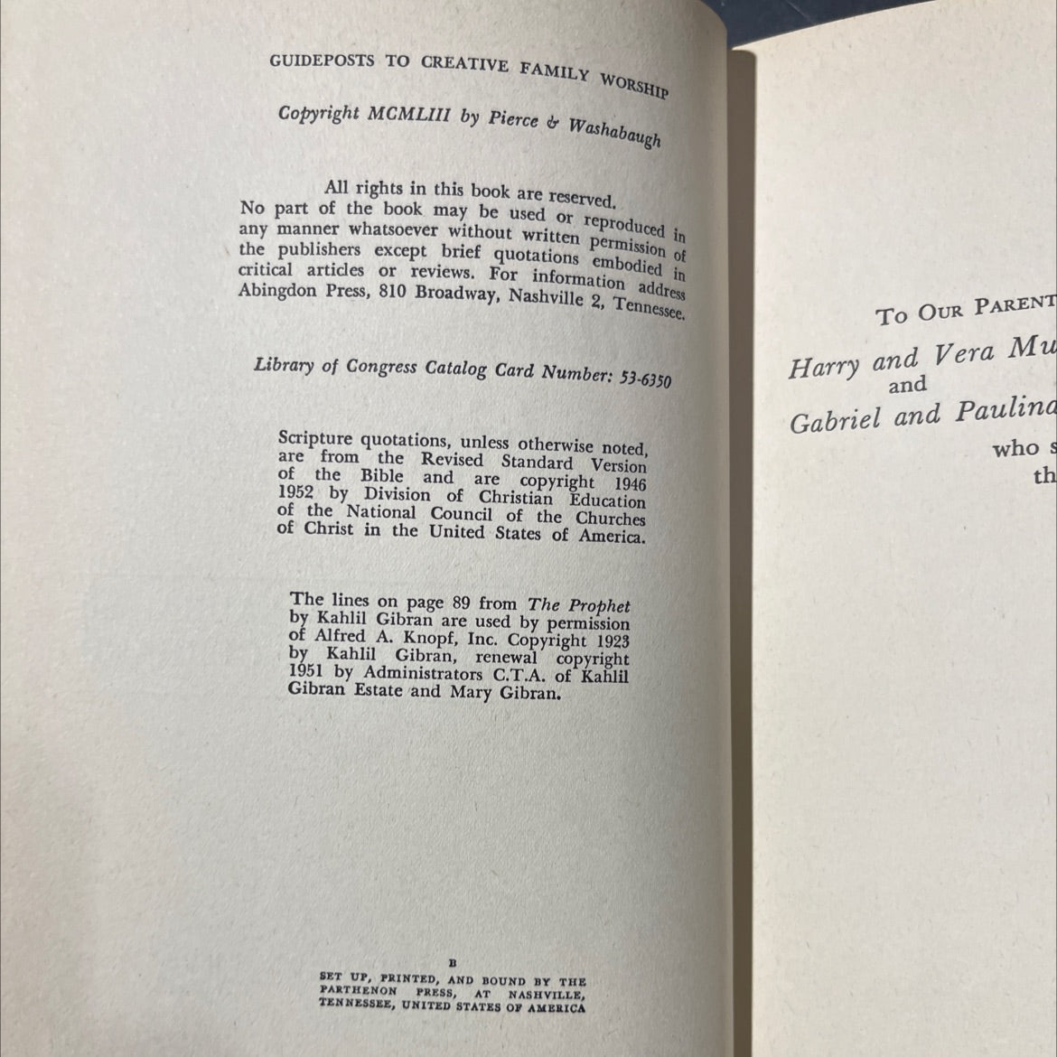 guideposts to creative family worship book, by anna laura and edward w. gebhard, 1953 Hardcover image 3