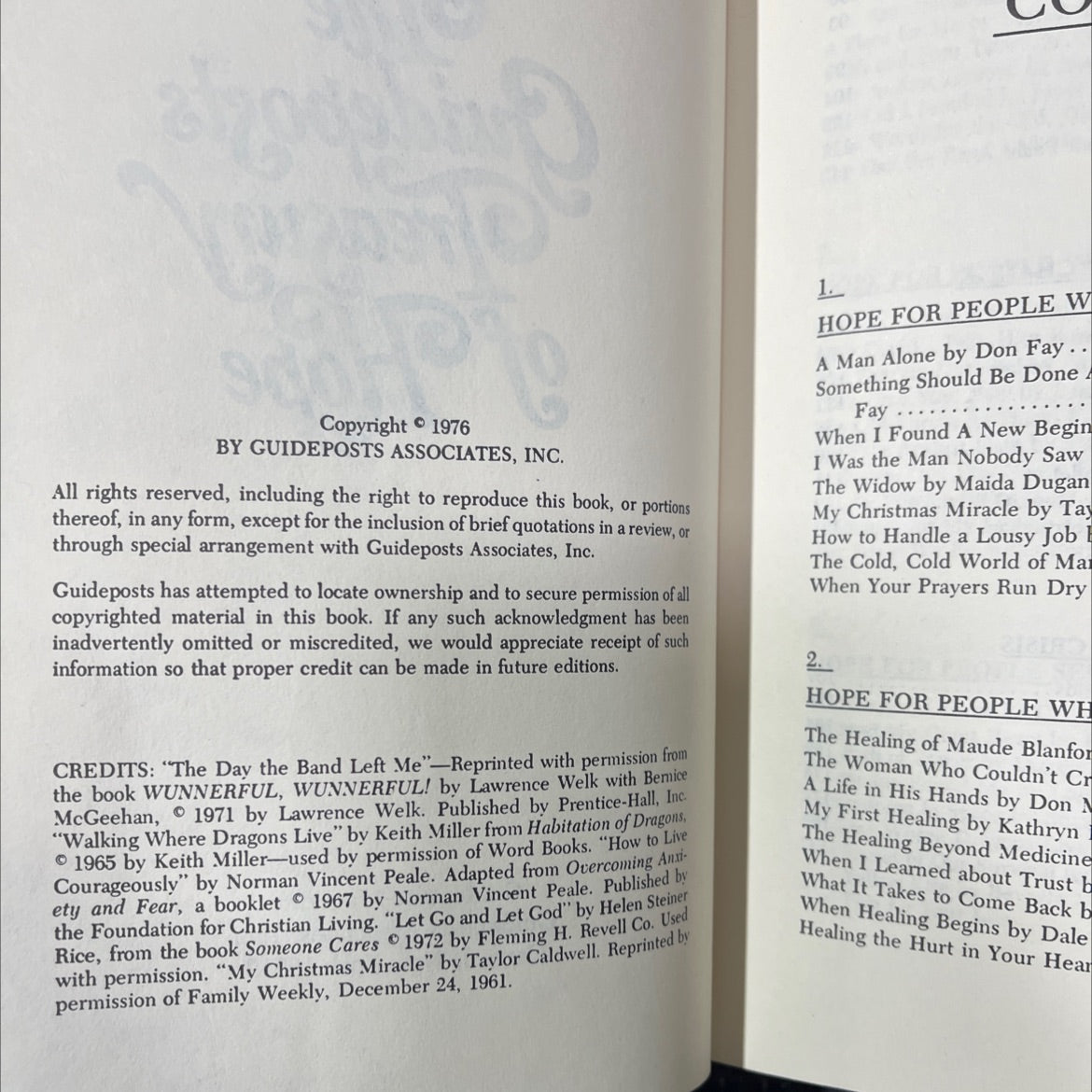 guideposts treasury of hope book, by guideposts associates, inc., 1976 Hardcover image 3