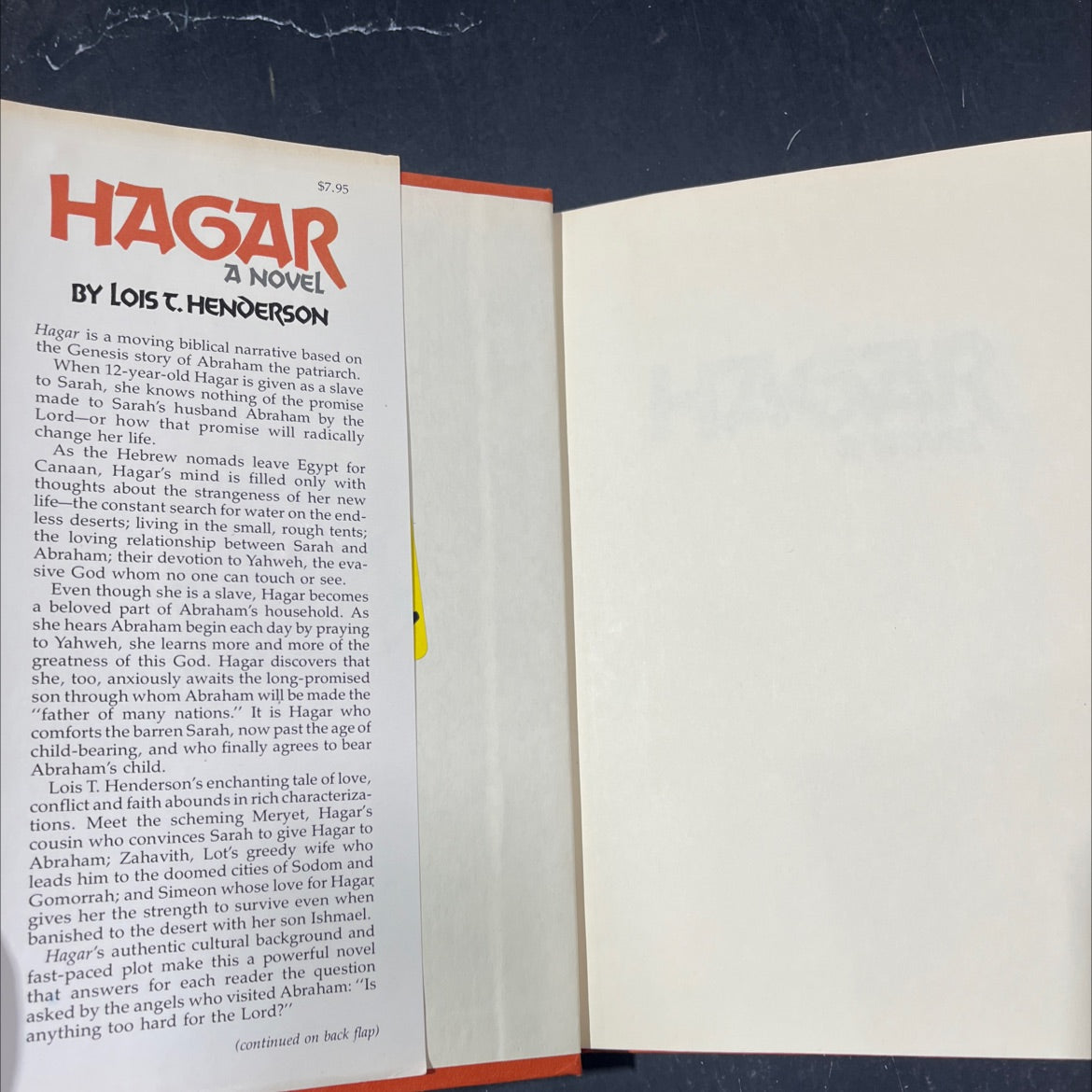 hagar a novel book, by lois t. henderson, 1978 Hardcover image 4