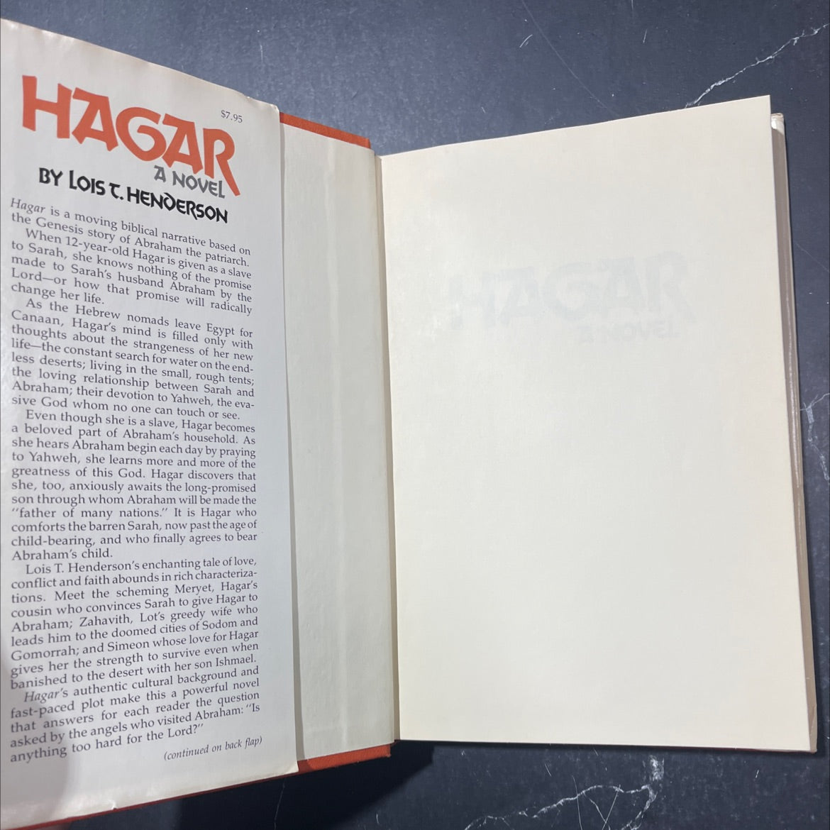 hagar a novel book, by lois t. henderson, 1978 Hardcover image 4