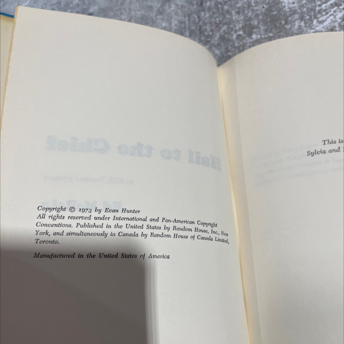 hail to the chief an 87th precinct mystery book, by Ed McBain, 1973 Hardcover image 3