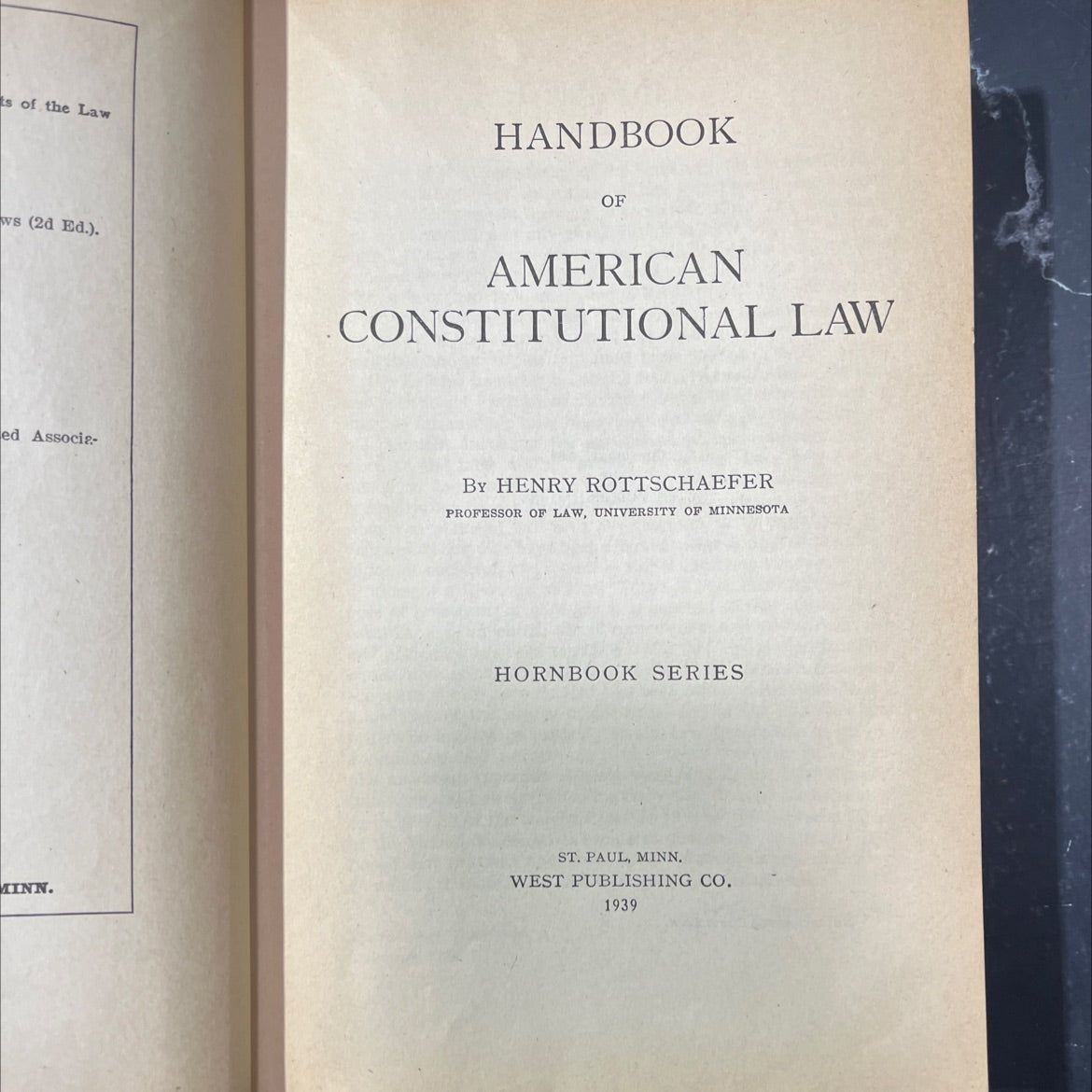 handbook of american constitutional law book, by henry rottschaefer, 1939 Hardcover image 2