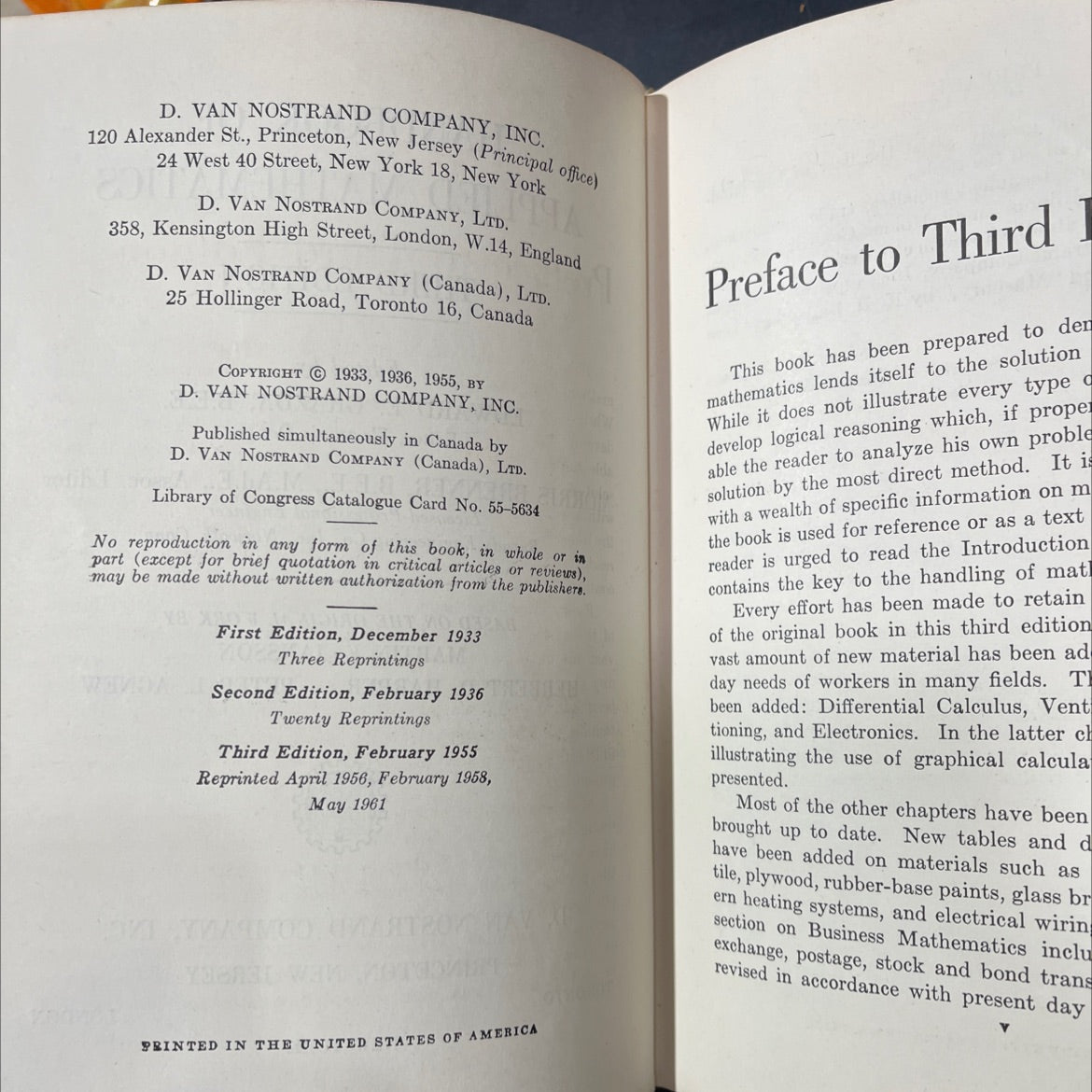 handbook of applied mathematics book, by edward e. grazda, morris brenner, 1955 Hardcover image 3