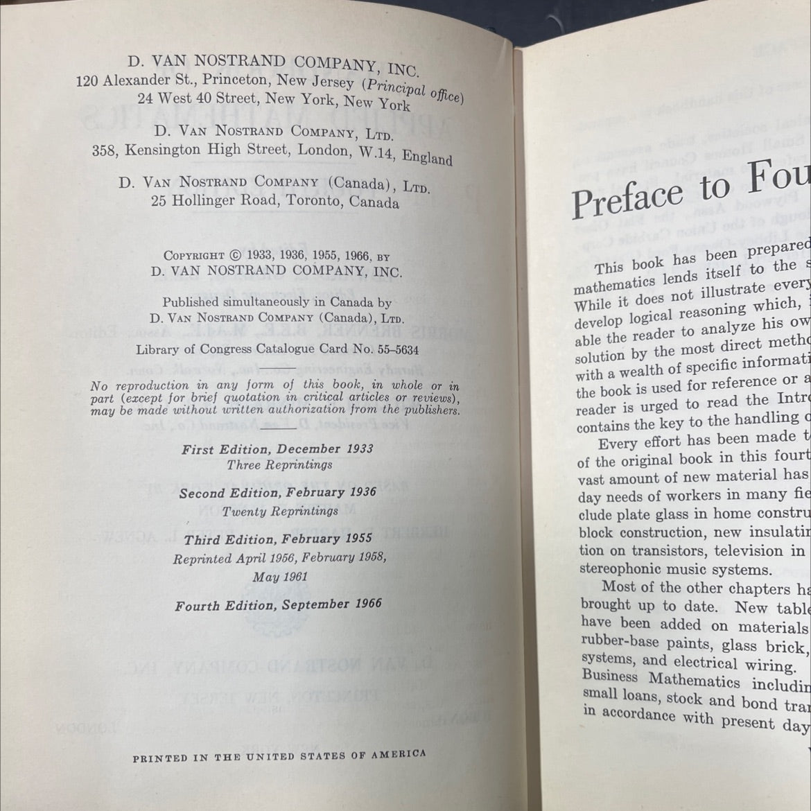 handbook of applied mathematics book, by edward e. grazda, morris brenner, william r. minrath, 1966 Hardcover image 3
