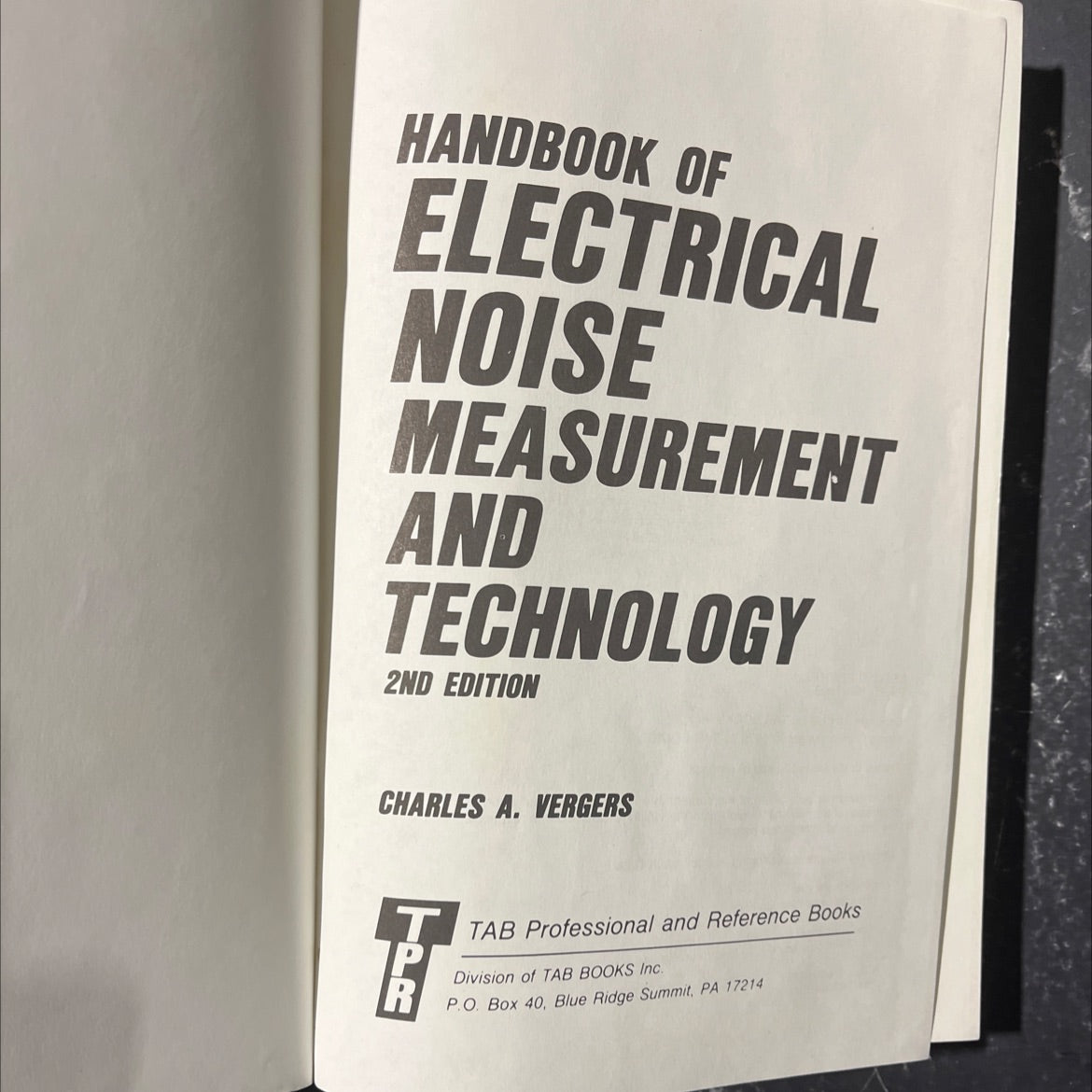 handbook of electrical noise measurement and technology book, by charles a. vergers, 1987 Hardcover image 2