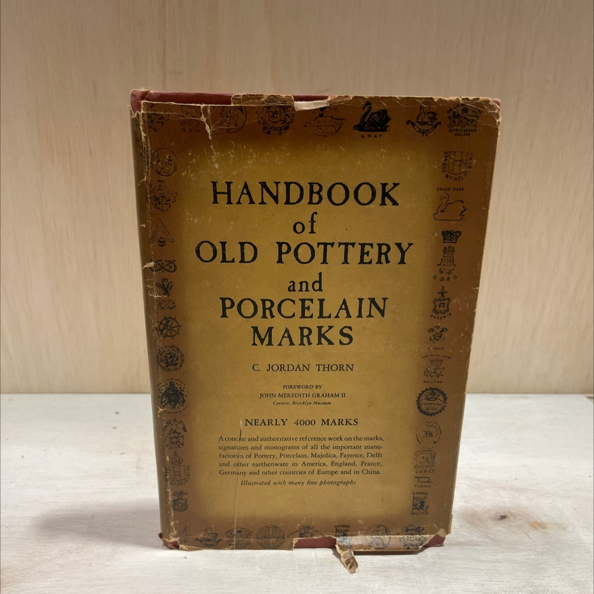 handbook of old pottery & porcelain marks book, by c. jordan thorn, 1947 Hardcover image 1