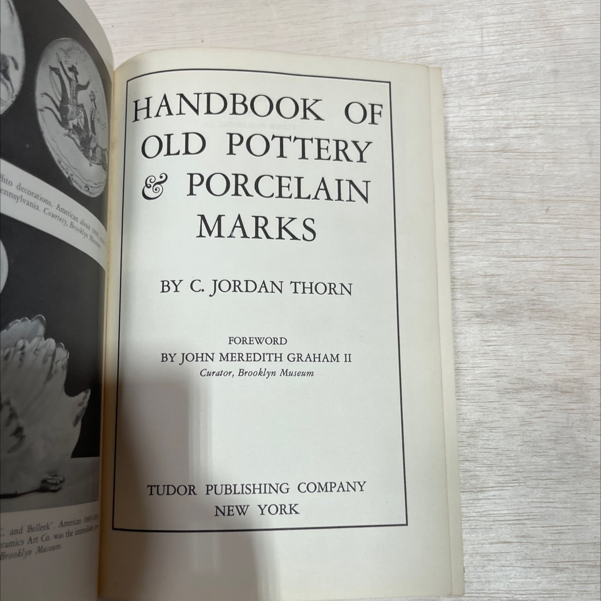 handbook of old pottery & porcelain marks book, by c. jordan thorn, 1947 Hardcover image 2