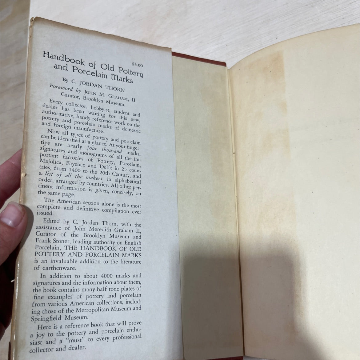 handbook of old pottery & porcelain marks book, by c. jordan thorn, 1947 Hardcover image 4
