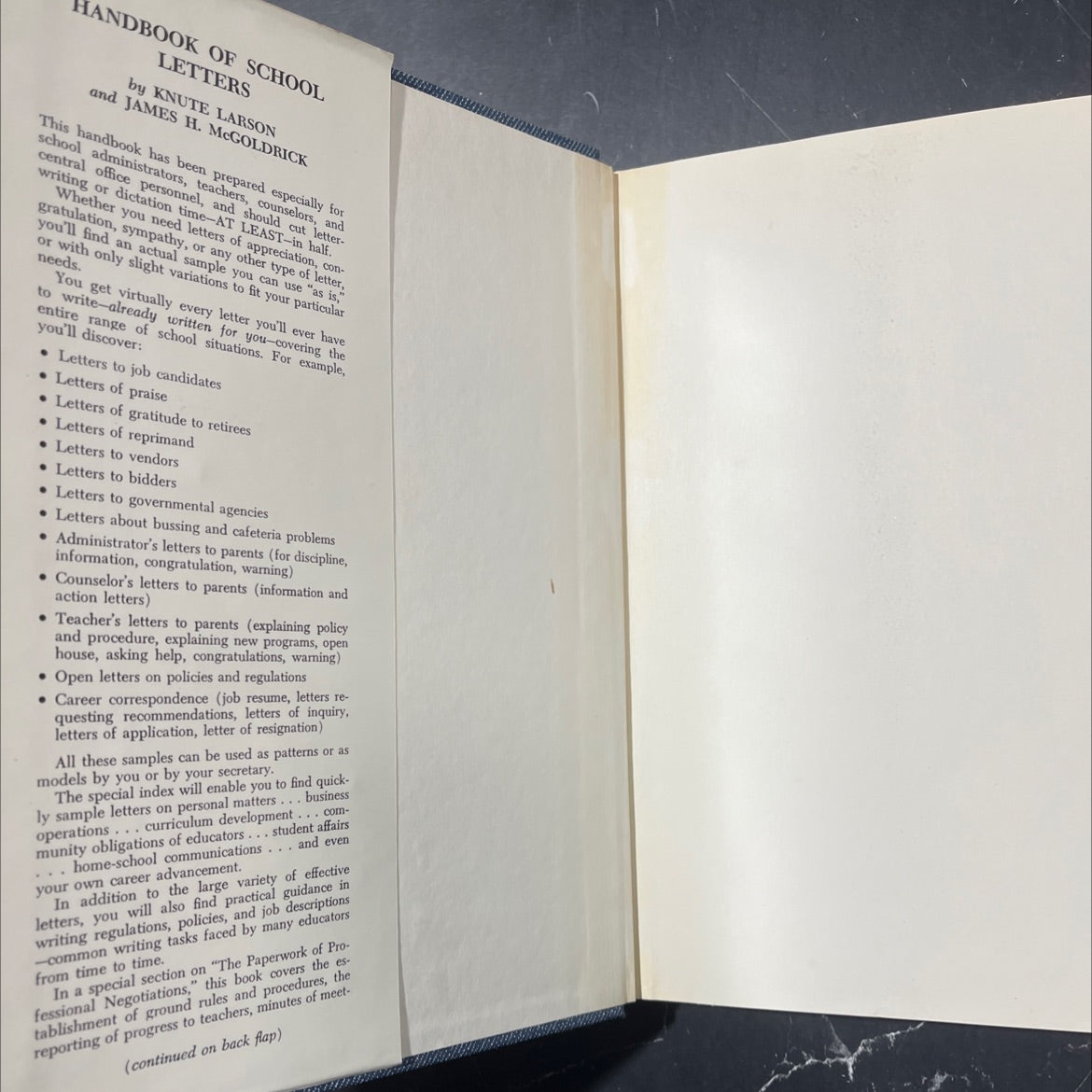 handbook of school letters book, by Knute Larson, James H. McGoldrick, 1980 Hardcover image 4