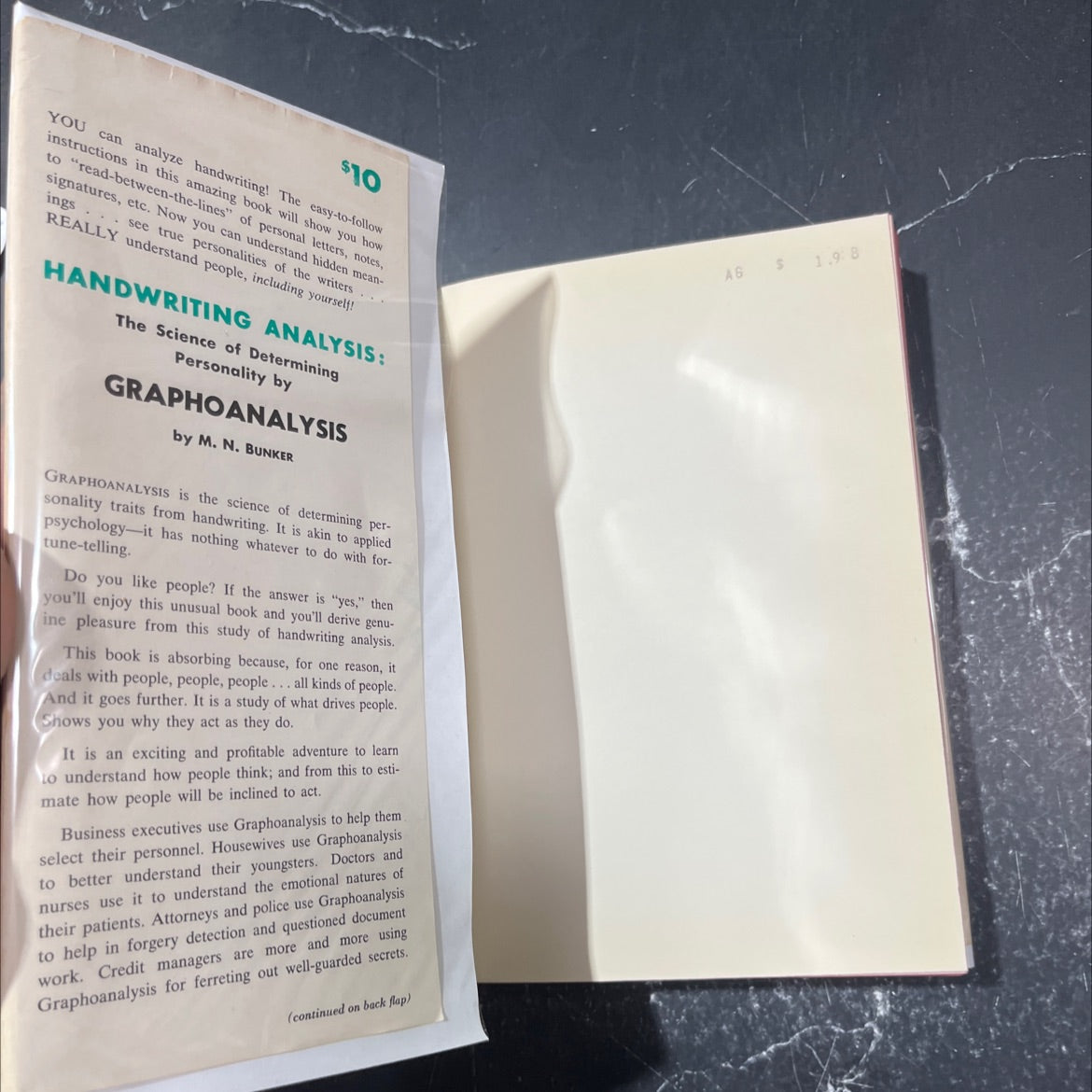 handwriting analysis the science of determining personality by graphoanalysis book, by m. n. bunker, 1967 Hardcover image 4