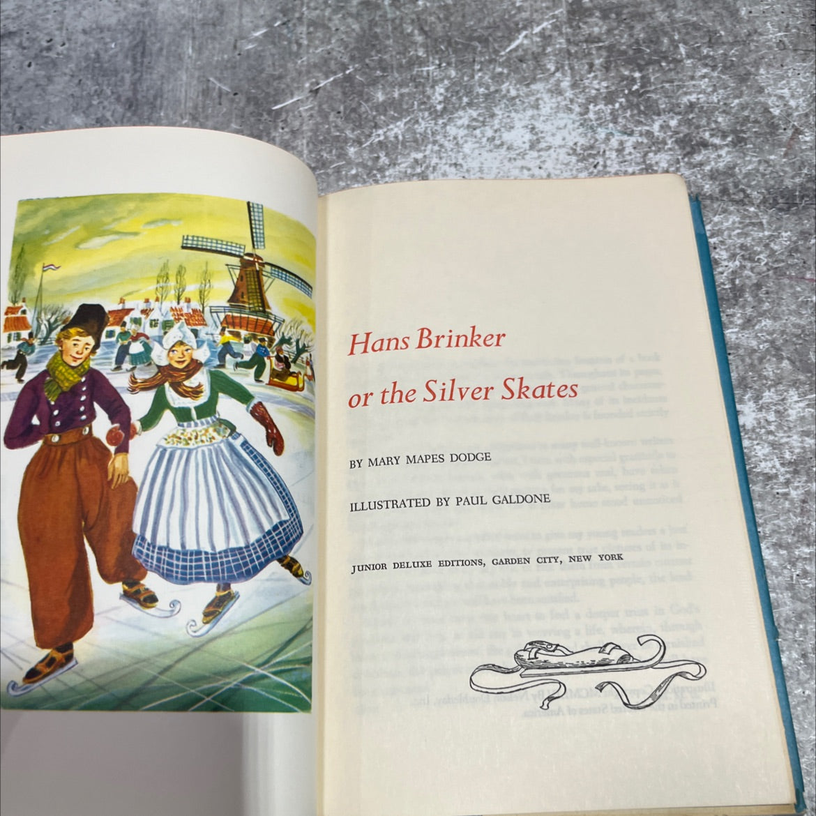 hans brinker or the silver skates book, by mary mapes dodge, 1954 Hardcover image 2