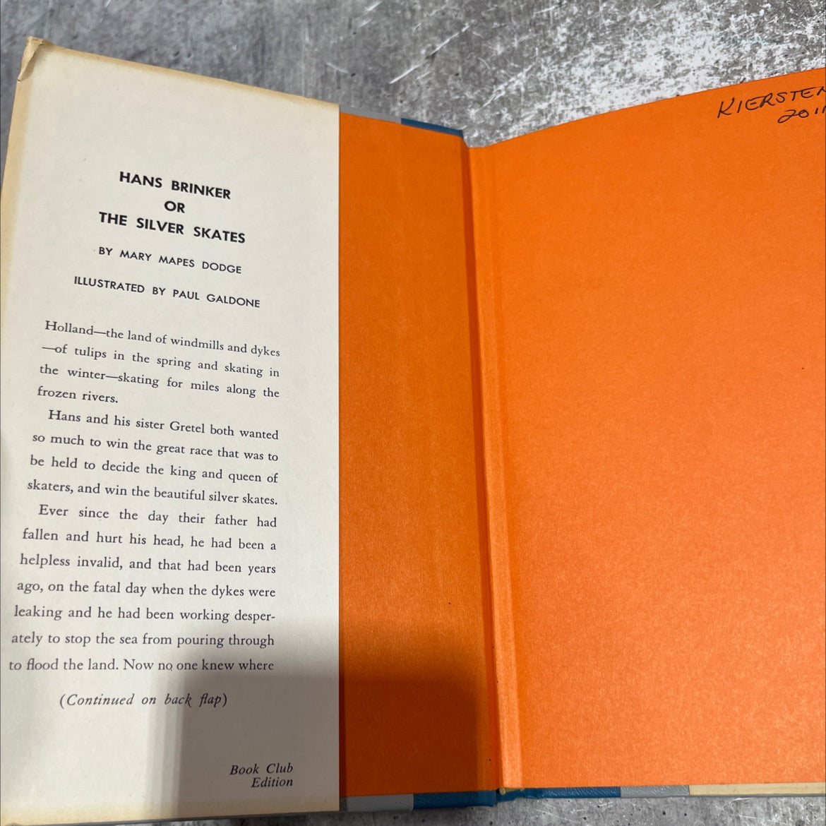 hans brinker or the silver skates book, by mary mapes dodge, 1954 Hardcover image 4