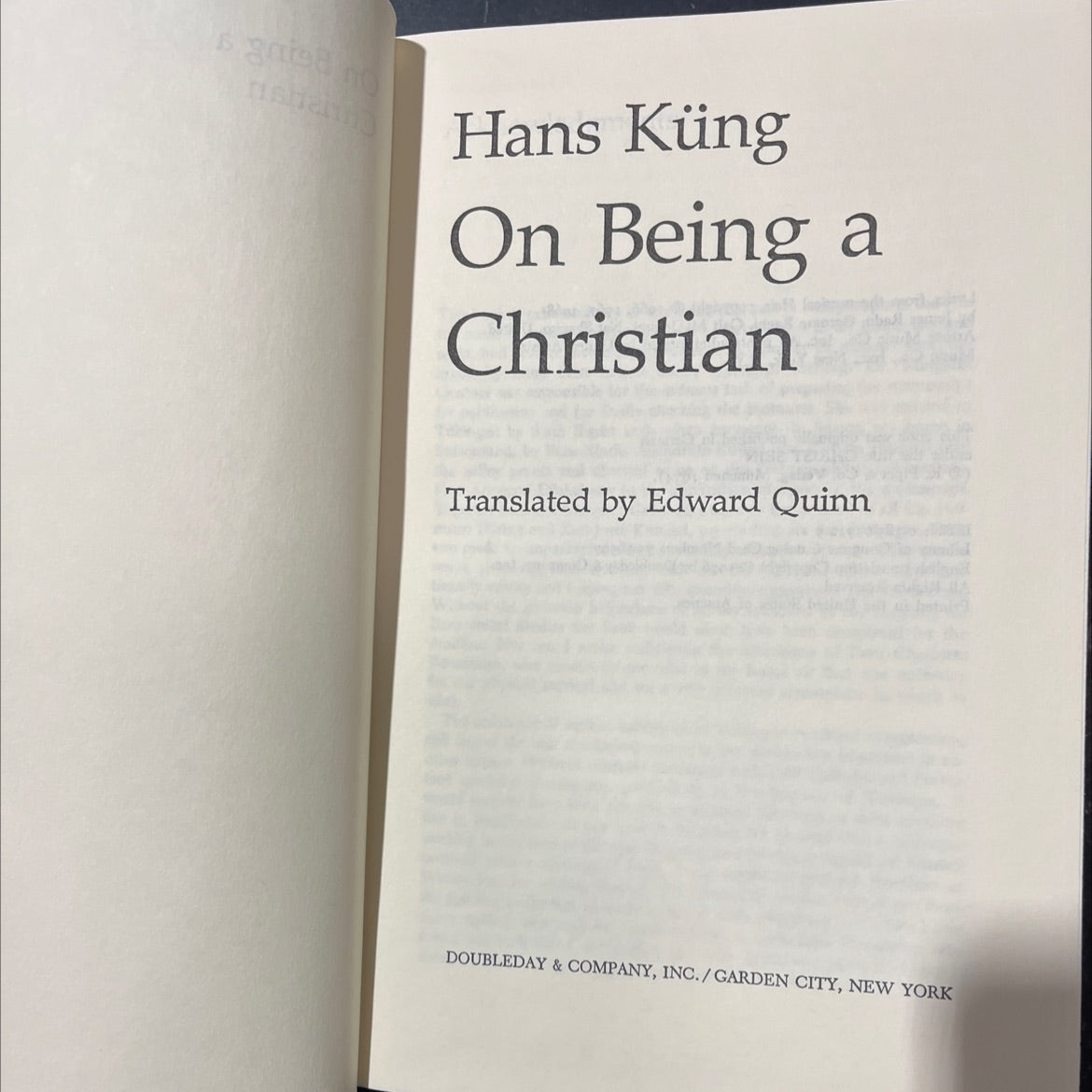 hans küng on being a christian book, by hans küng, 1976 Hardcover image 2