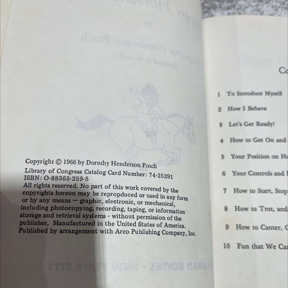 happy horsemanship book, by dorothy henderson pinch, 1966 Hardcover image 3