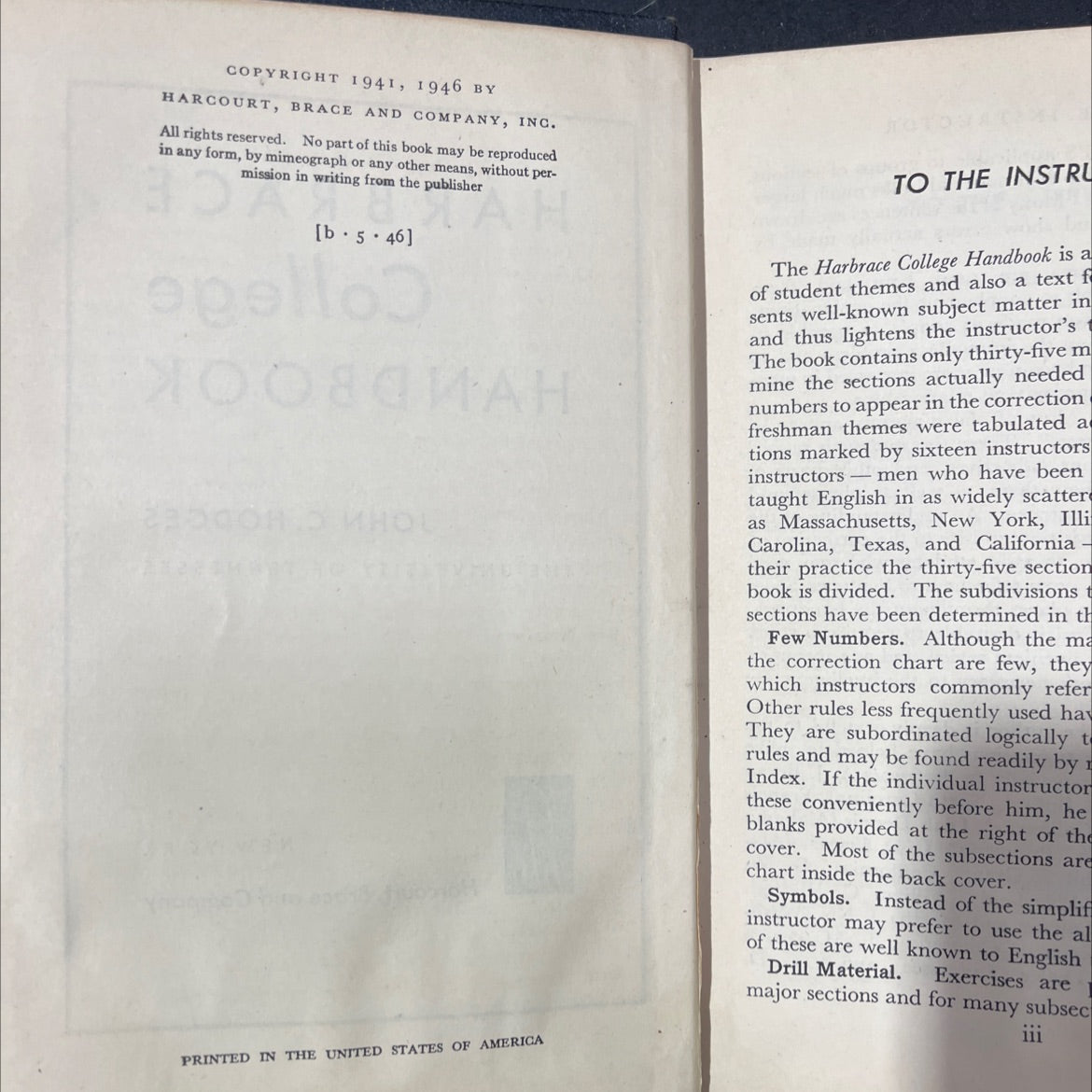 harbrace college handbook book, by john c. hodges, 1946 Hardcover image 3