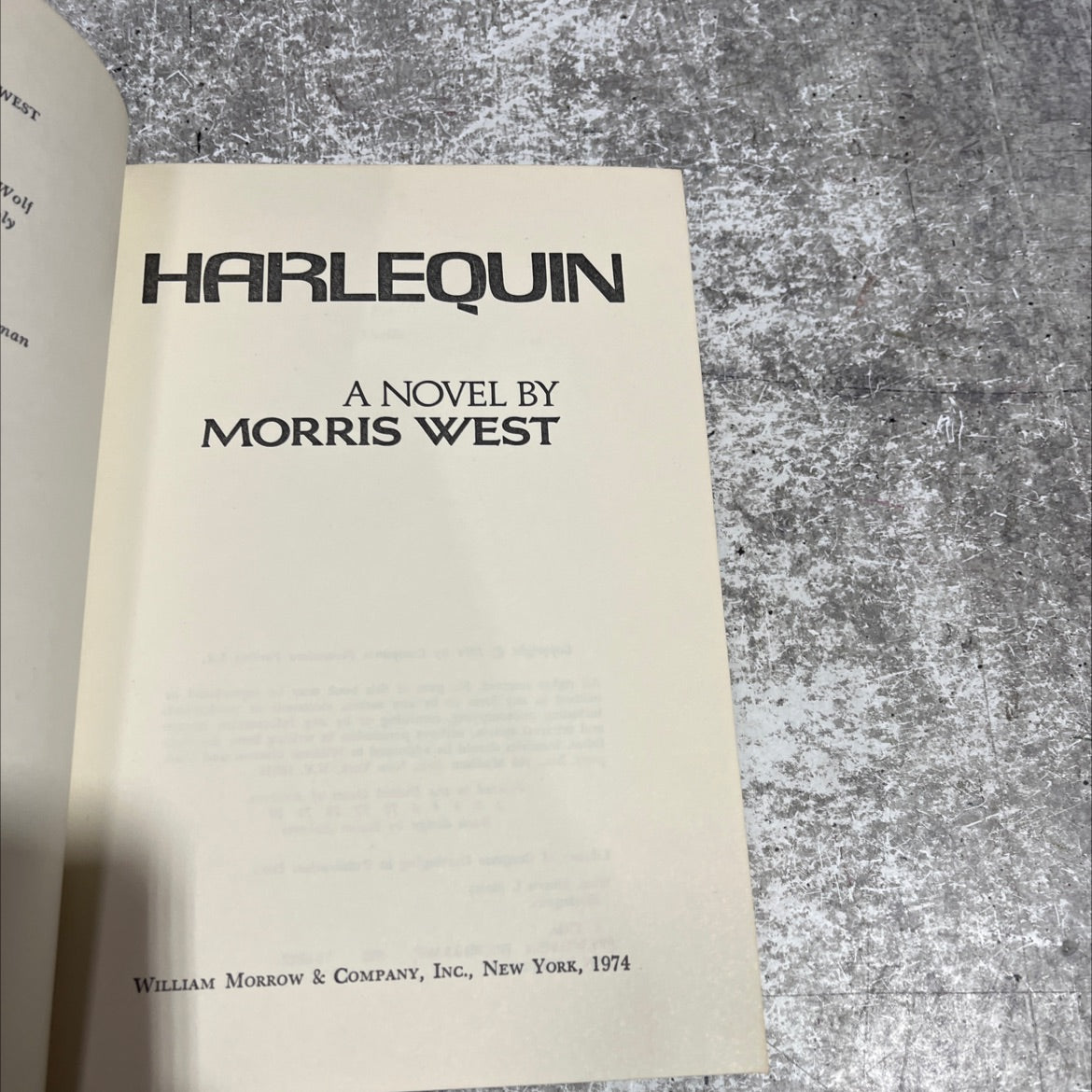 harlequin book, by morris west, 1974 Hardcover image 2