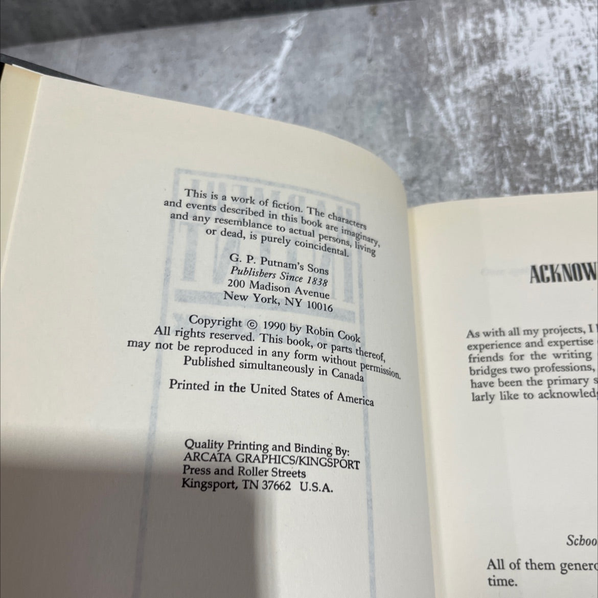 harmful intent book, by robin cook, 1990 Hardcover image 3