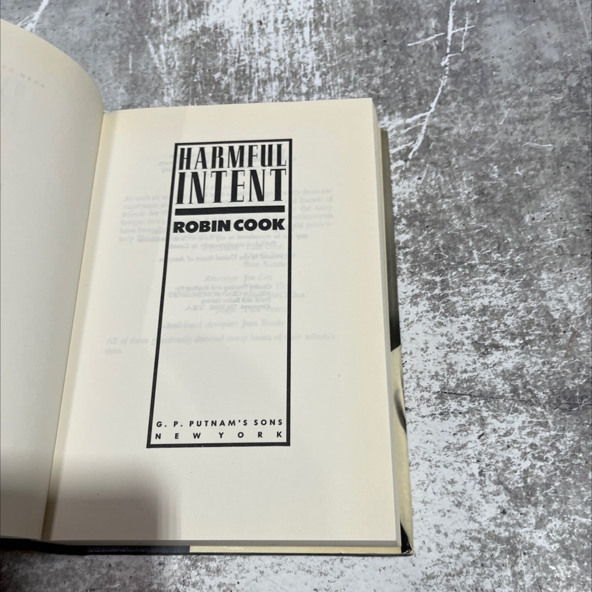 harmful intent book, by robin cook, 1990 Hardcover image 2
