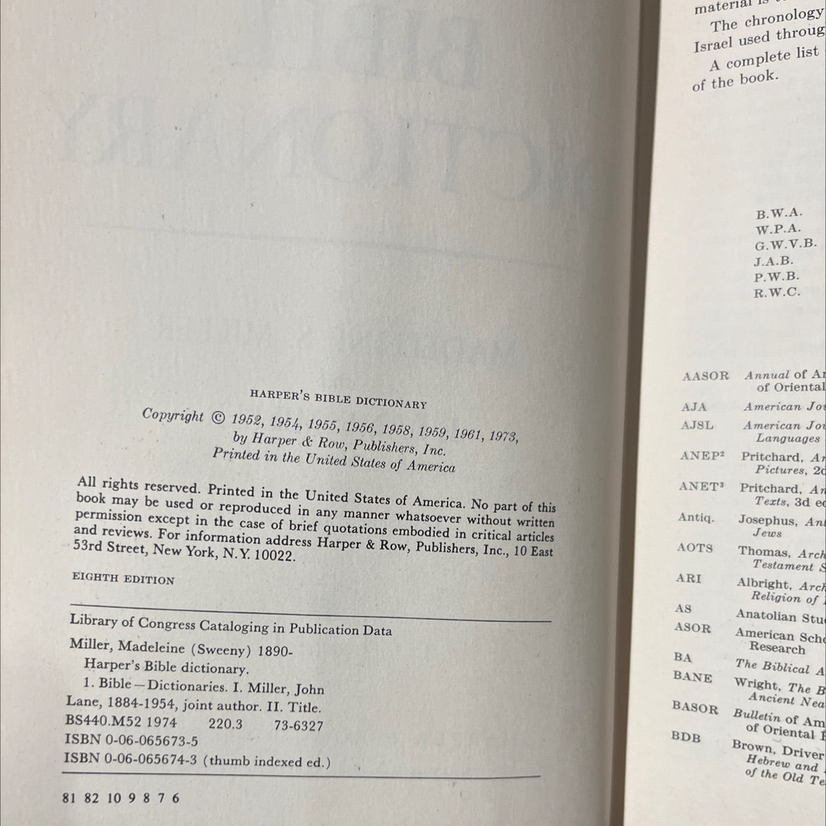 harper's bible dictionary book, by madeleine s. miller, j. lane miller, 1974 Hardcover image 3