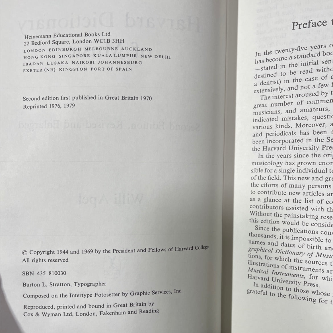 harvard dictionary of music book, by willi apel, 1970 Hardcover image 3