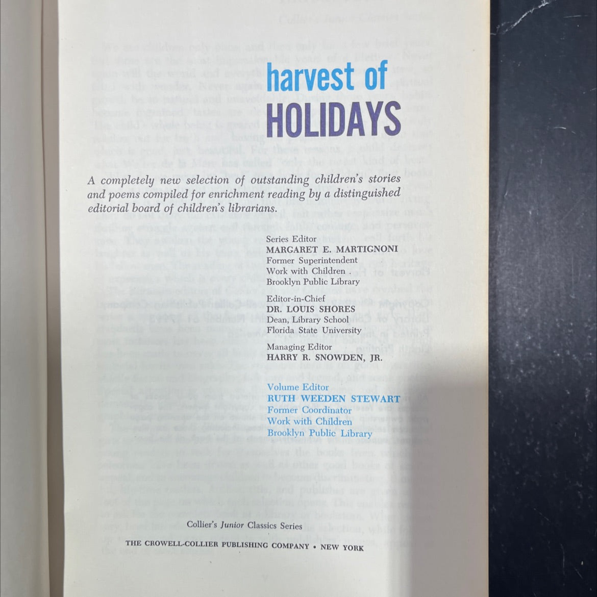 harvest of holidays book, by unknown, 1962 Hardcover image 2