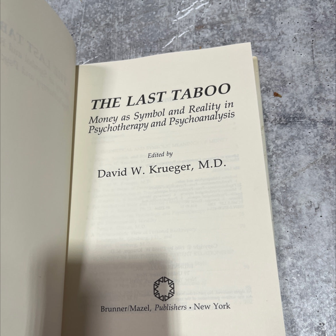 hat tea the last taboo money as symbol and reality in psychotherapy and psychoanalysis book, by David W. Krueger, M.D., image 2